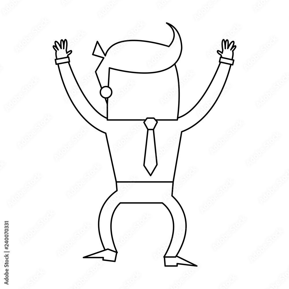Businessman successful cartoon in black and white Businessman successful cartoon in black and white