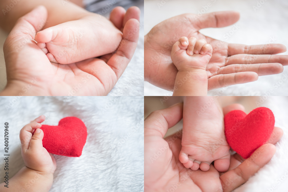 father holding baby hand and baby feet. father holding baby hand and baby feet.