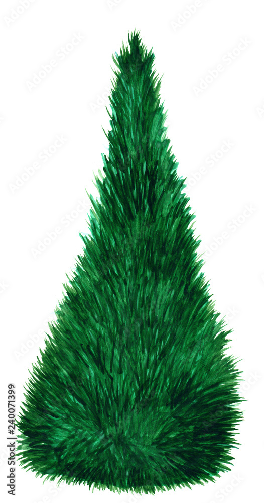 Christmas tree in gouache on white background Christmas tree in gouache on white background