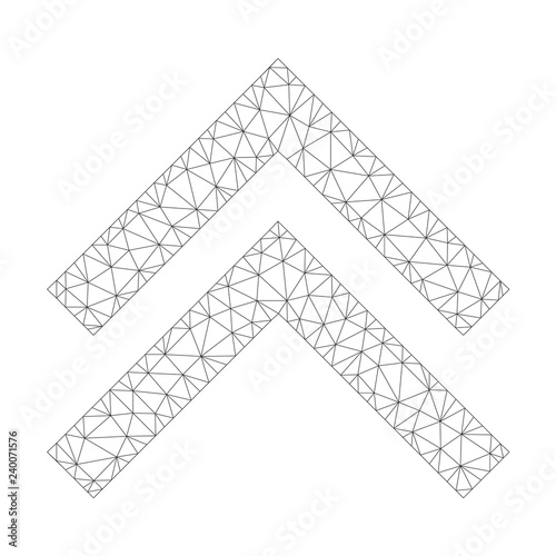 Mesh vector shift up icon on a white background. Mesh wireframe dark gray shift up image in lowpoly style with combined triangles, points and linear items.