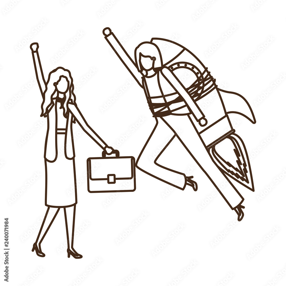 Obraz premium businesswomen with rocket avatar character