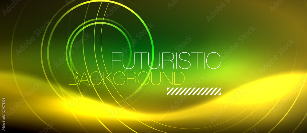 Neon glowing techno lines, hi-tech futuristic abstract background template with square shapes Neon glowing techno lines, hi-tech futuristic abstract background template with square shapes
