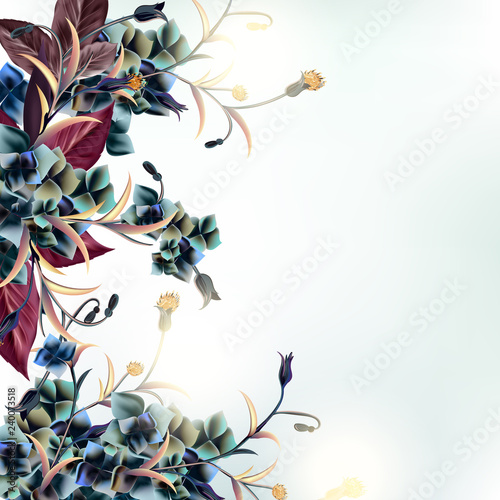 Fashion illustration with tropical flowers