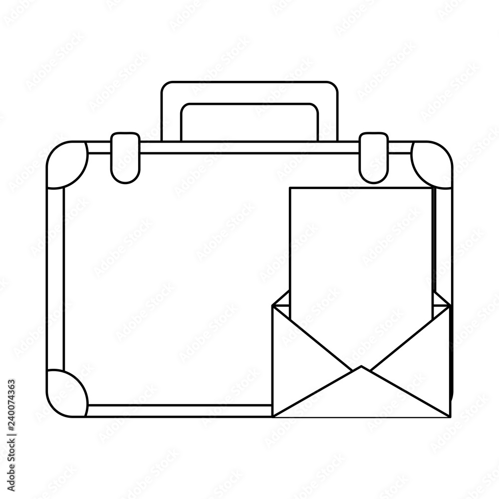 business briefcase and email in black and white business briefcase and email in black and white