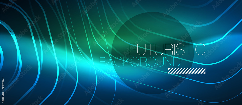 Neon glowing lines, magic energy space blue light concept, abstract background wallpaper design Neon glowing lines, magic energy space blue light concept, abstract background wallpaper design