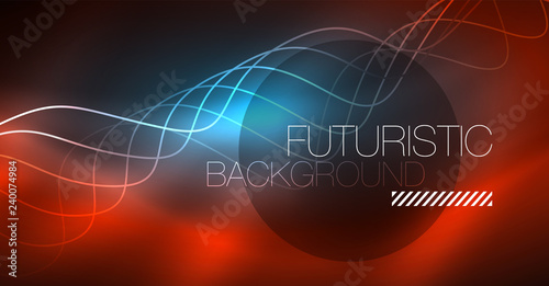 Neon lines wave background. Abstract composition