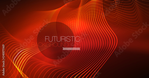 Neon lines wave background. Abstract composition