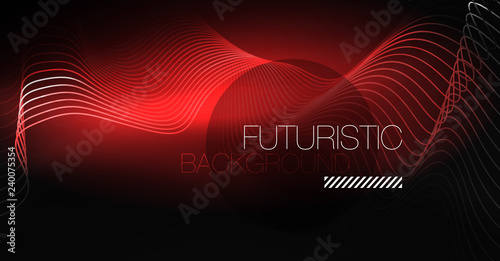 Neon lines wave background. Abstract composition