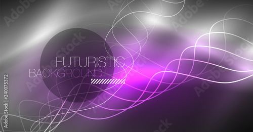 Neon lines wave background. Abstract composition