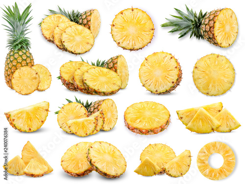 Collection Pineapple isolated on white background