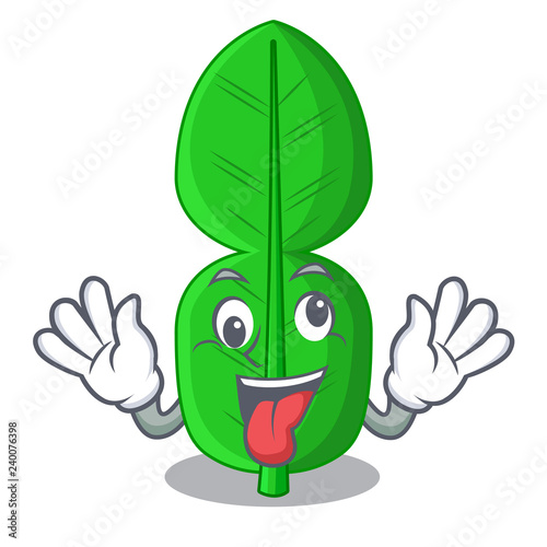 Crazy bergamot leaf in cartoon a interrupting