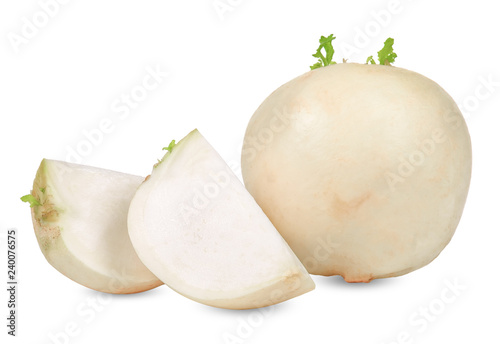 White turnips isolated on white clipping path