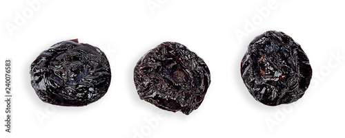 Foto Dried prune isolated on white top view