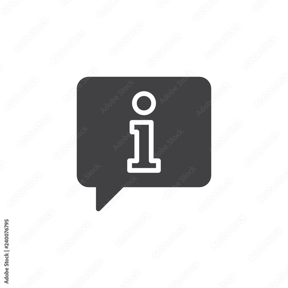 Information speech bubble vector icon. filled flat sign for mobile concept and web design. Info chat simple solid icon. Symbol, logo illustration. Pixel perfect vector graphics Information speech bubble vector icon. filled flat sign for mobile concept and web design. Info chat simple solid icon. Symbol, logo illustration. Pixel perfect vector graphics