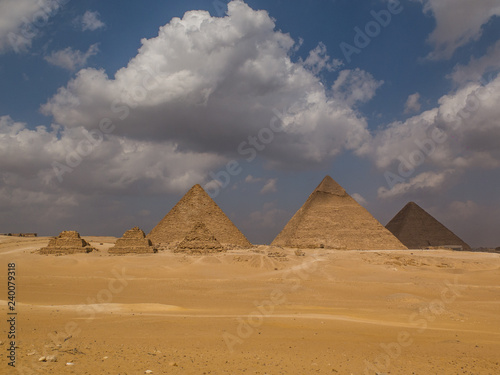Panorama of the Great Pyramids on a beautiful day
