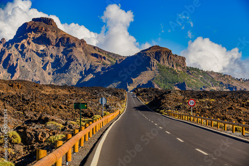Beautiful view road number 38 on the Teide volcano. Tenerife. Canary Islands..Spain