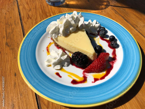 key lime pie and berries dessert