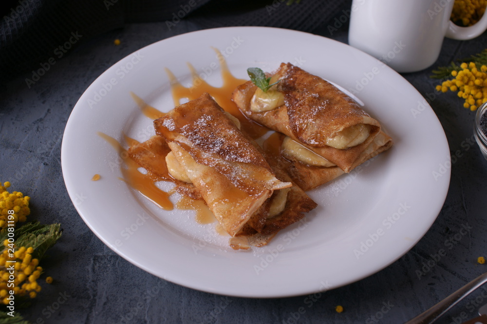 Pancakes with caramel. Pancakes with caramel.