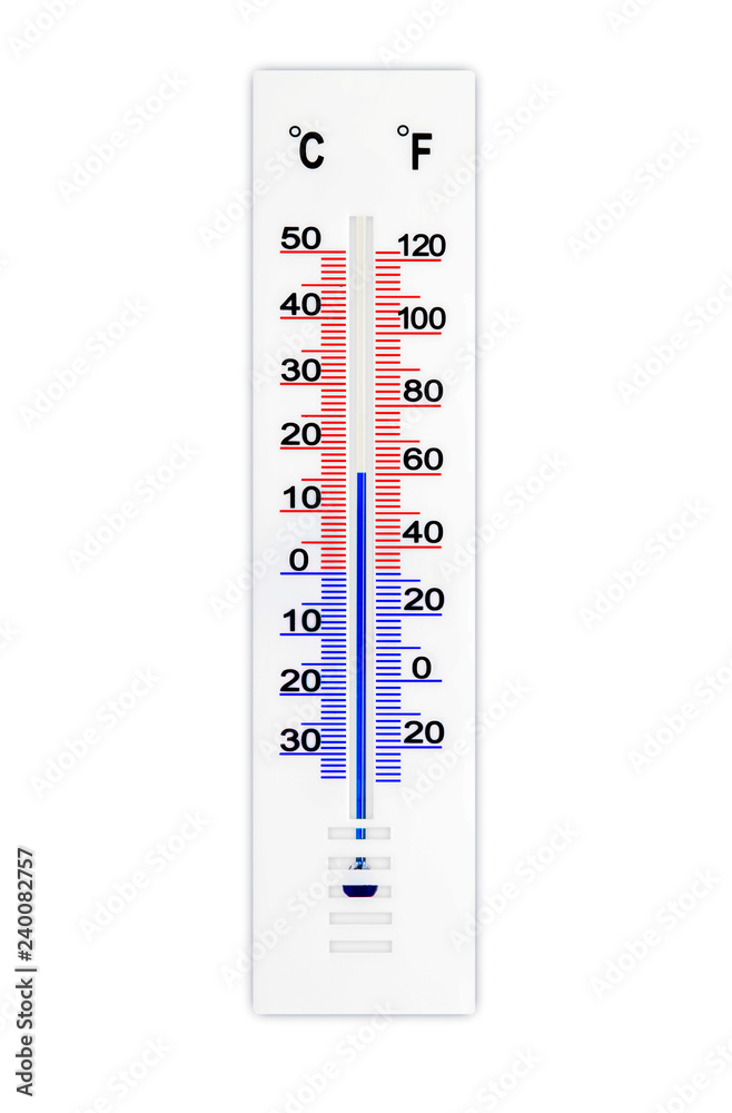 Meteorology thermometer isolated on white background. Air temperature plus 16  degrees celsius Stock Photo | Adobe Stock