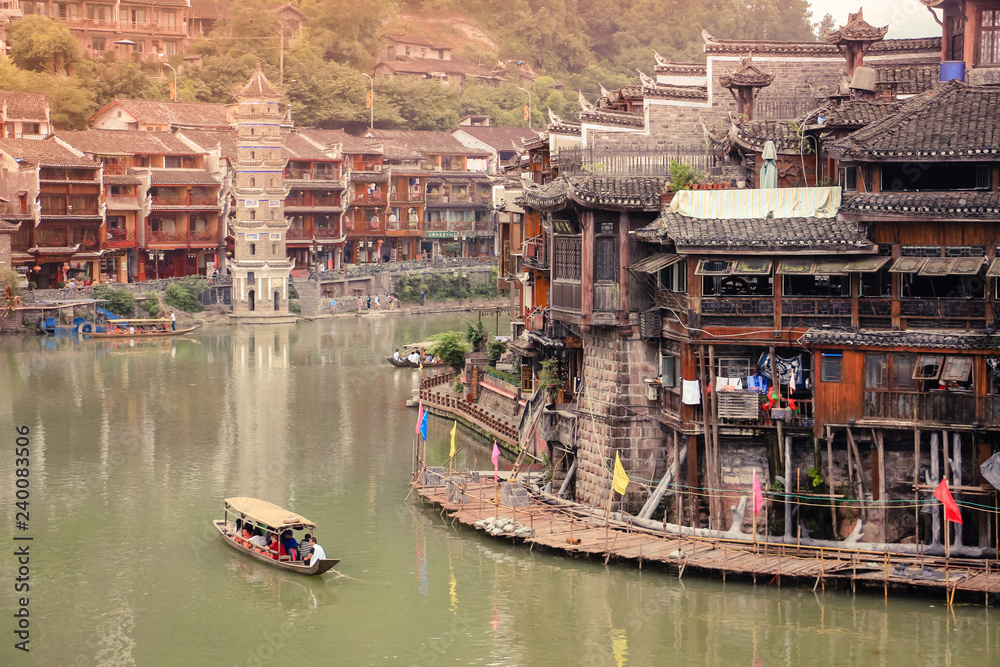 Obraz premium Landscape of Phoenix ancient town(Fenghuang),Hunan,China