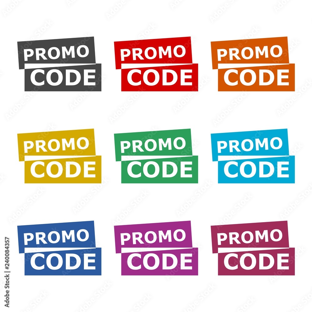 Promo code icon or logo, color set