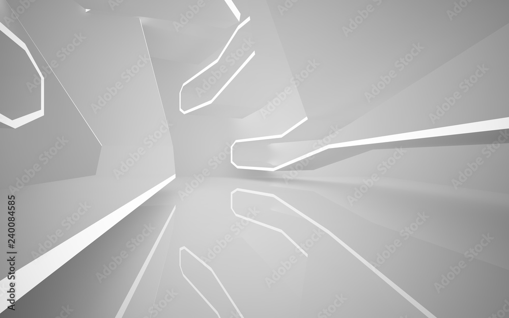 Abstract white interior of the future, with neon lighting. 3D illustration and rendering Abstract white interior of the future, with neon lighting. 3D illustration and rendering