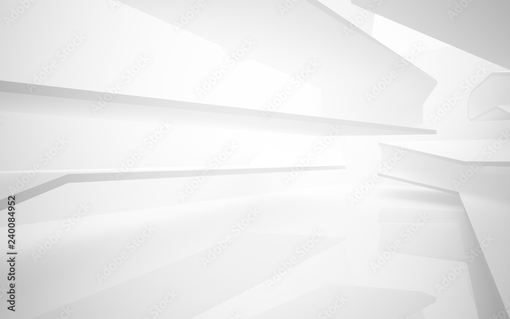 Abstract white interior of the future. 3D illustration and rendering