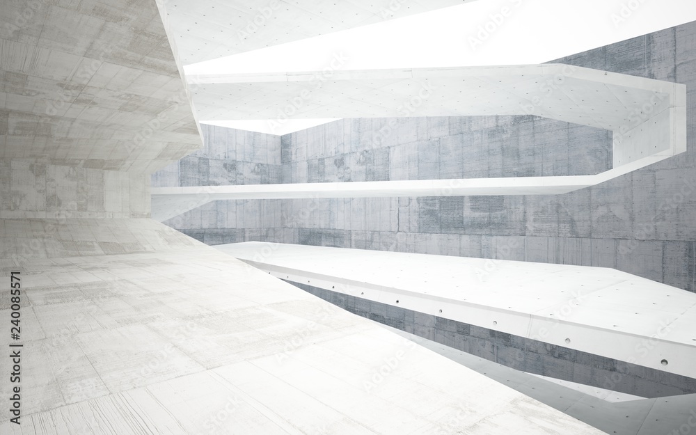 Obraz premium Abstract interior of glass and concrete. Architectural background. 3D illustration and rendering 