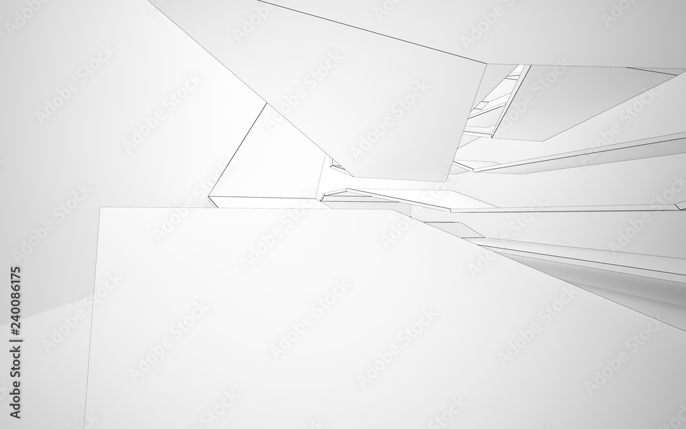 Abstract white interior highlights future. Polygon drawing . Architectural background. 3D illustration and rendering Abstract white interior highlights future. Polygon drawing . Architectural background. 3D illustration and rendering