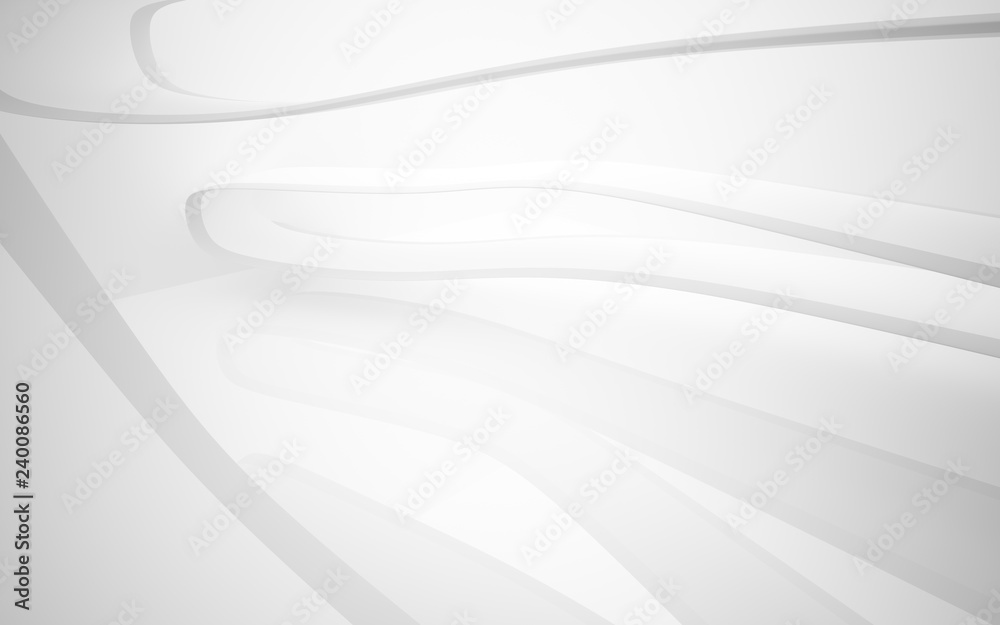 Fototapeta premium Białe gładkie streszczenie tło architektoniczne. Ilustracja i renderowanie 3D