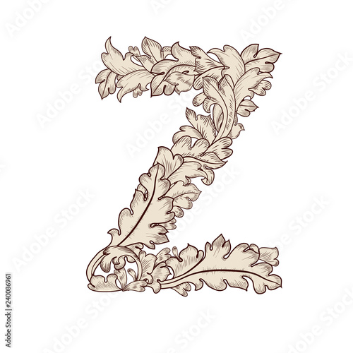 Fancy foliage uppercase letter Z