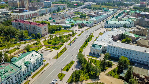 Omsk State Academic Drama Theater. Omsk Regional Museum of Fine Arts named after M. A. Vrubel. Russia, From Dron photo