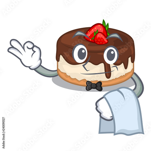 Waiter berries cartoon cake on above table
