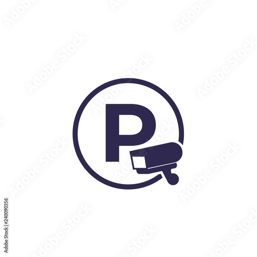 parking with video surveillance, vector icon