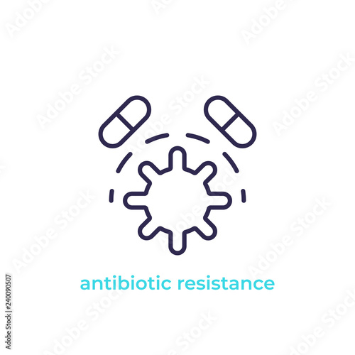 antibiotic resistance vector line icon
