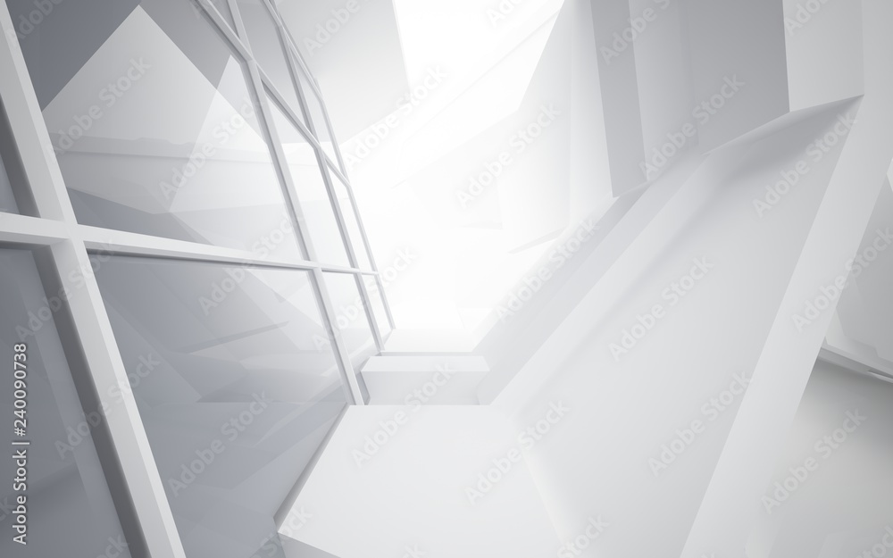 Abstract white interior of the future, with neon lighting. 3D illustration and rendering Abstract white interior of the future, with neon lighting. 3D illustration and rendering