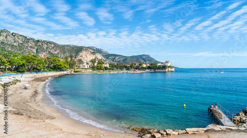 Landscape with amazing beach Baie des Fourmis, Beaulieu sur Mer, Cote d'Azur, France