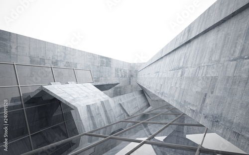 Abstract interior of concrete . Architectural background. 3D illustration and rendering 