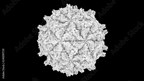 3D CG rendered image of scientifically accurate Nodamura Virus (Nodaviridae) Capsid Structure based on PDB : 1NOV (surface Occlusion style)