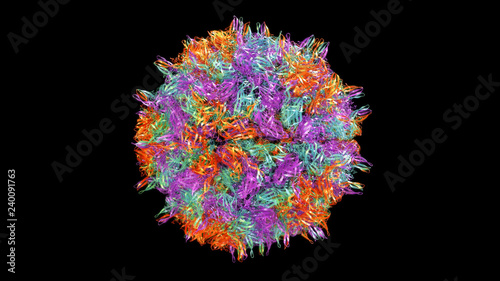 3D CG rendered image of scientifically accurate Nodamura Virus (Nodaviridae) Capsid Structure based on PDB : 1NOV (ribbon style)