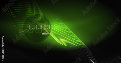 Neon lines wave background. Abstract composition