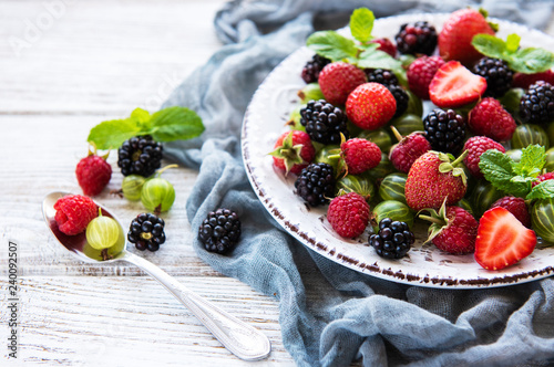 Plate with summer berries