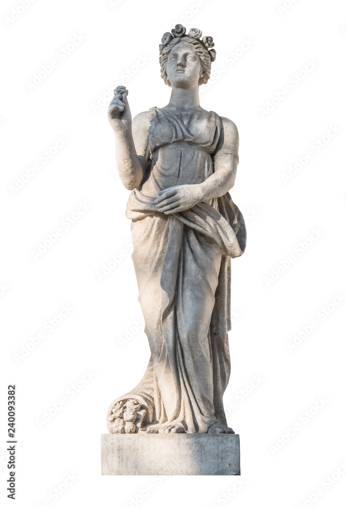 sculpture of the ancient Greek god Flora, isolate