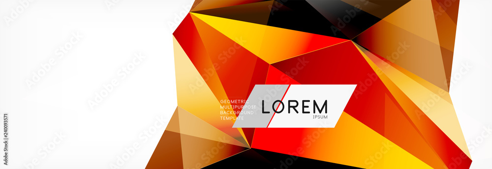 Triangle 3d polygonal art style. Future geometric design. Vector geometry futuristic illustration