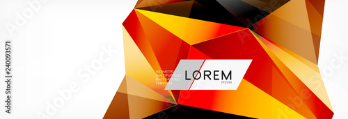Triangle 3d polygonal art style. Future geometric design. Vector geometry futuristic illustration
