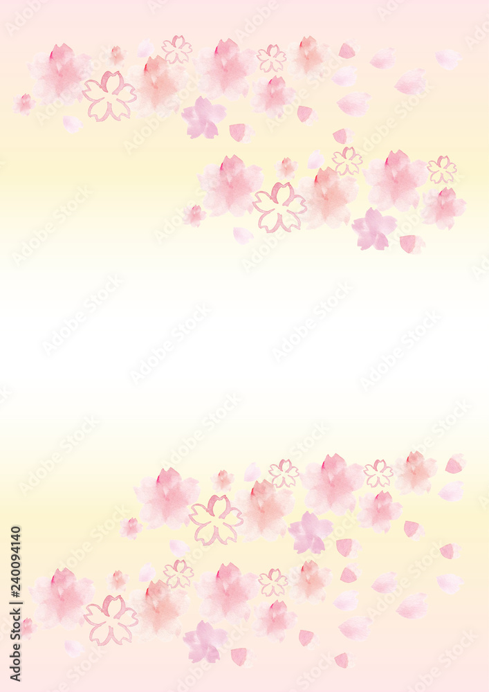 A4桜 　ピンクイエロー背景2
