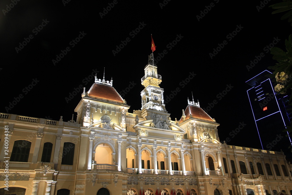 Night View of City Hall in Ho Chi Minh City, Vietnam