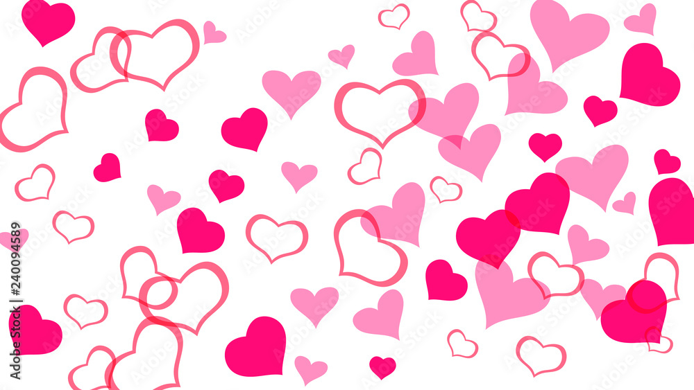 Design element for wallpaper, textiles, packaging, printing, holiday invitation for Valentine's Day. Spring background. Red hearts of confetti are falling. Red on White fond Vector. Design element for wallpaper, textiles, packaging, printing, holiday invitation for Valentine's Day. Spring background. Red hearts of confetti are falling. Red on White fond Vector.