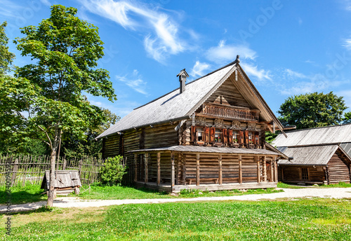 Traditional russian old wooden house in the village
