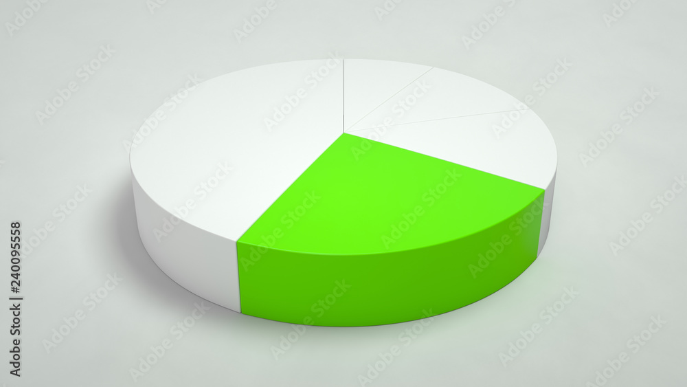Obraz premium White pie chart with one green sector